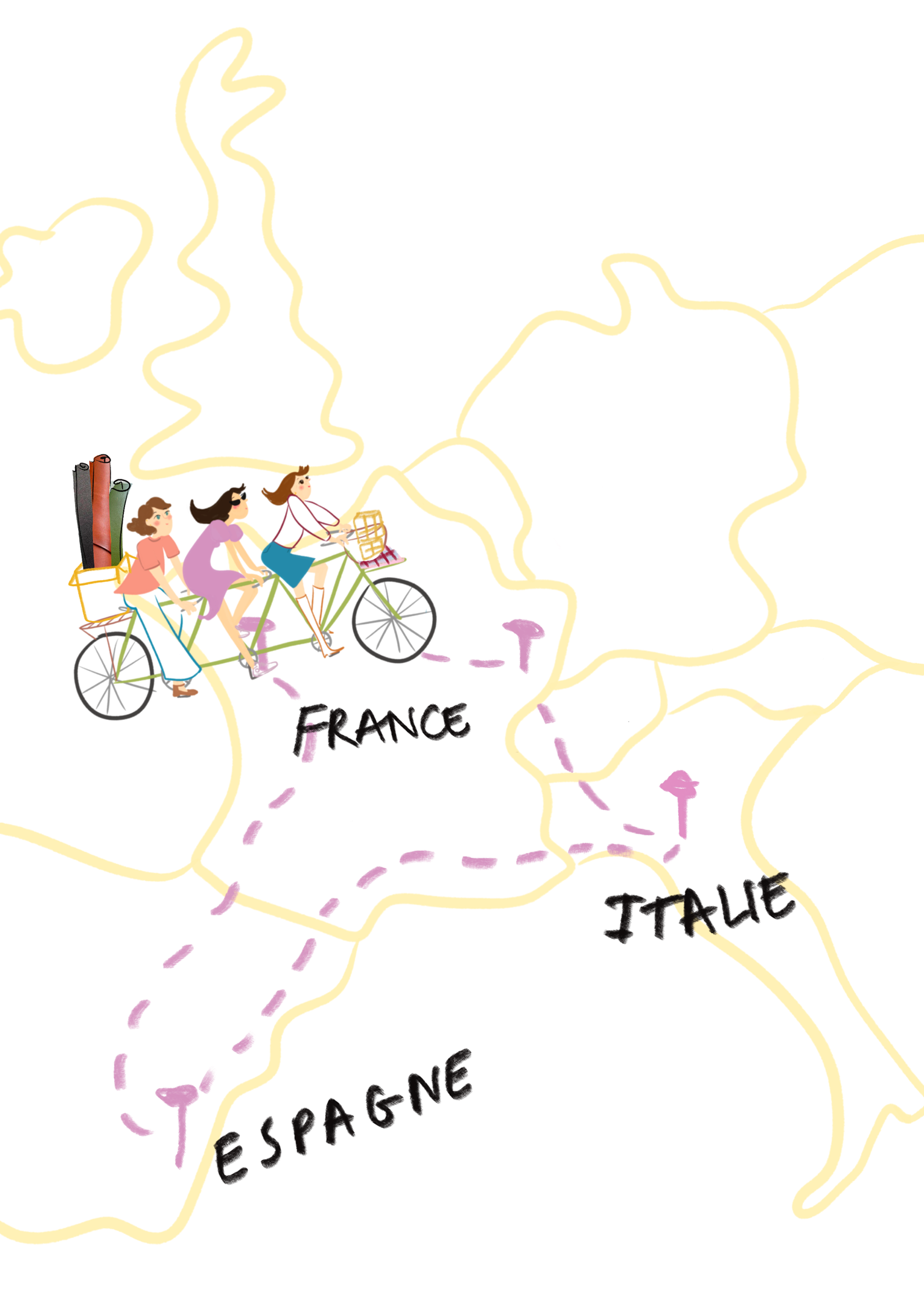 Illustration de Amanda Munch, fondatrices Maison lua sur une vélo